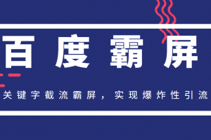 2020百度霸屏快排精讲实战，关键字截流霸屏，实现爆炸性引流，小白可上...