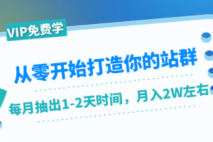 从零开始打造你的站群：1个月只需要你抽出1-2天时间，月入2W左右（25节...