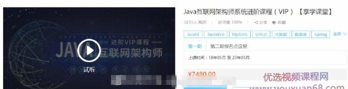 Java互联网架构师系统进阶VIP课程价值7480元【视频课程】