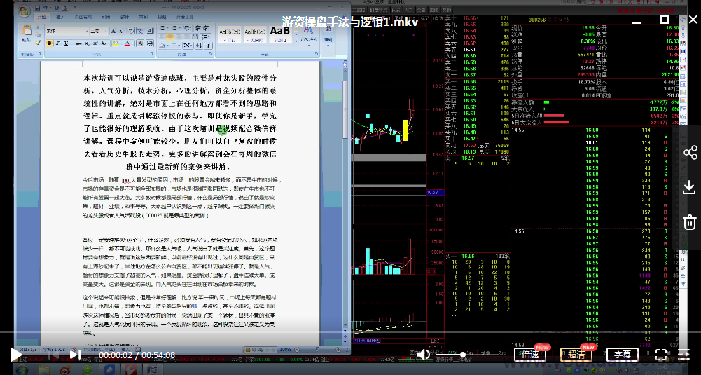 游资操盘手法与逻辑全套核心视频课程视频3集