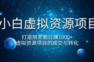 小白虚拟资源项目，打造朋友圈日赚1000+，虚拟资源项目的成交与转化（...