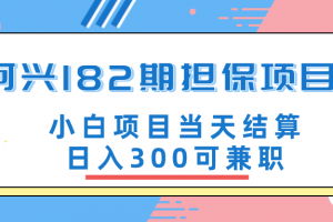 阿兴博客182期担保项目：小白项目当天结算日入300可兼职【官方售价350...