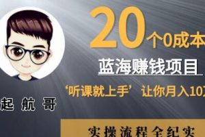 起航哥：零成本蓝海赚钱项目‘听课就上手’让你月入10万（全套课程） ...