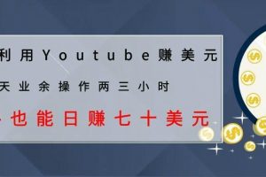 教你利用YOUTUBE赚美元，每天操作两三小时新手日入七十美元（26节视频...