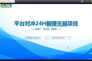 2019平台对冲，24H躺赚无脑项目，免推广、免引流、免建站