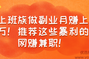 上班族做副业月赚上万！推荐这些暴利的副业兼职项目！【视频教程】
