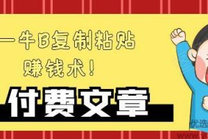 —牛B复制粘贴赚钱术！牛逼持久收入极品闷声发财项目，首发揭秘独此一...