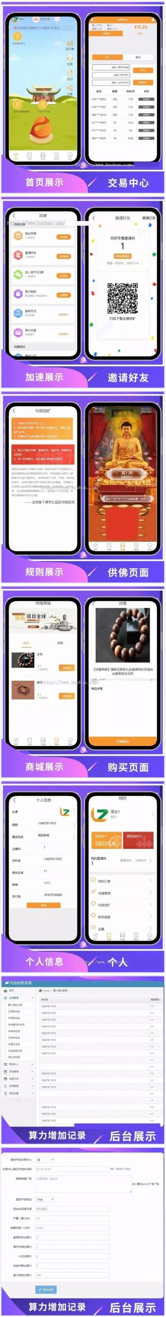 最新版算力区块链念佛挖矿资金盘源码-带商城系统+曲线图
