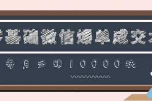 零基础微信爆单成交术，助你快速+精准+可持续成交，每月多赚10000块