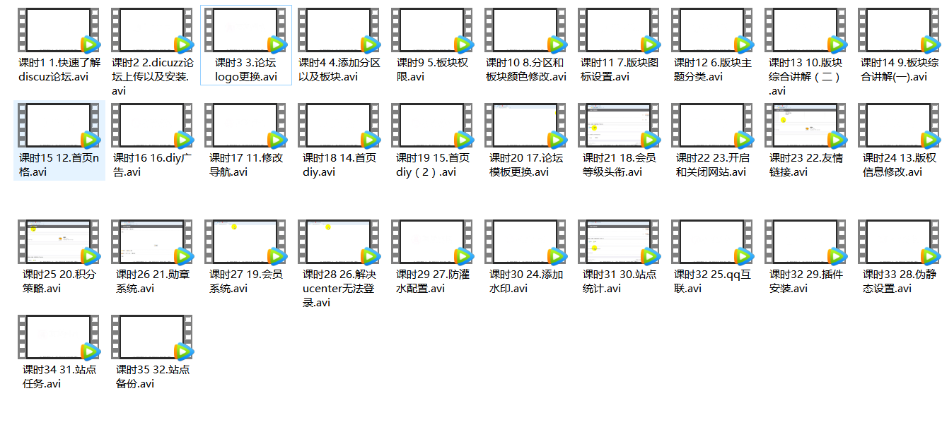 Discuz论坛建站视频教程-网站建设高清视频教程-共35集打包