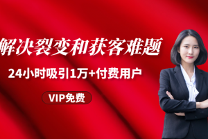 成交实操训练，解决裂变和获客难题，24小时吸引1万+付费用户
