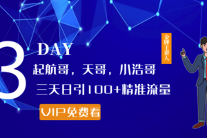 起航哥，天哥，小浩哥，三天日引100+精准流量实战课程