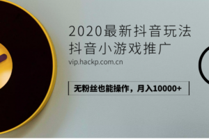 2020最新抖音玩法：抖音小游戏推广，无粉丝也能操作，月入10000+