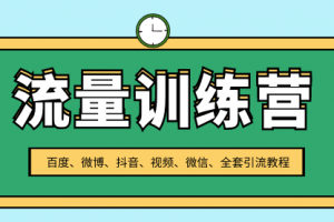 流量训练营，百度、微博、抖音、视频、微信全套引流教程（原价2980元）...