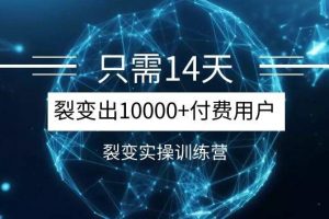 《14天分销裂变实操营》几天就裂变出10000+付费用户，月入几万到上百万...