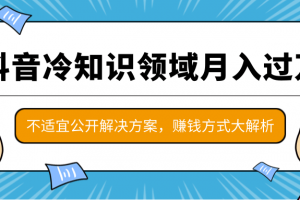 抖音冷知识领域月入过万项目，不适宜公开解决方案 ，抖音赚钱方式大解...