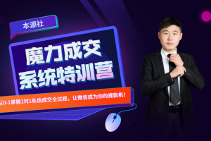 本源《13天魔力成交系统特训营》，从0-1掌握1对1私信成交全过程