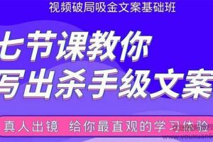 张根视频破局吸金文案班：七节课教你写出杀手级文案(附67页文案训练手...