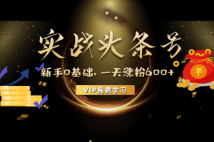 零基础玩转头条号实战训练课，实战一天涨粉600+，做自媒体也能月入过万...