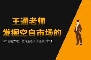 王通：发掘空白市场的3个秘密方法，做行业老大