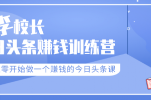 老李校长今日头条赚钱训练营，从零开始做一个赚钱的今日头条课（共30节...