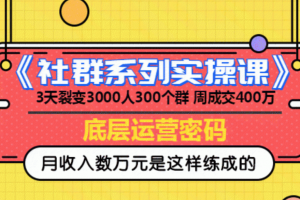 《社群系列实操课》 3天裂变3000人300个群 周成交400万的底层运营密码...